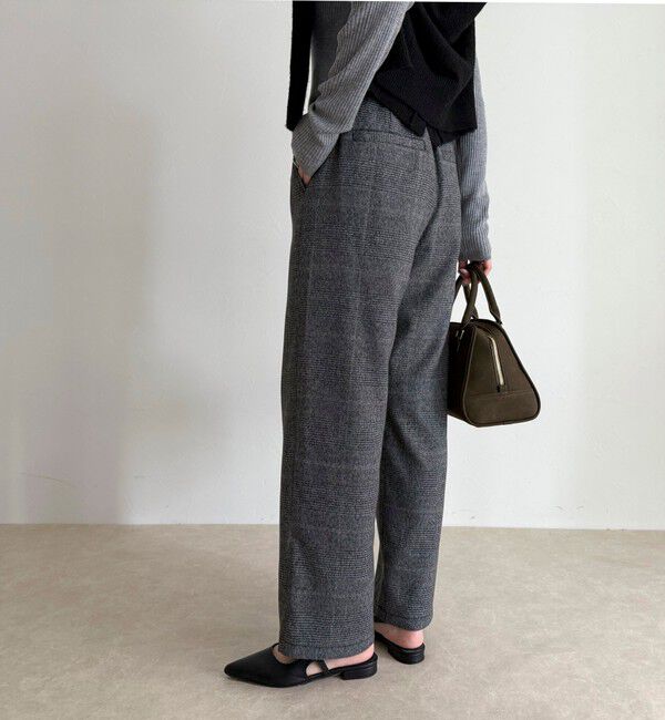 fredy emue「【4サイズ展開】ソフトシャークスキン/チェックイージーパンツ」|チノ|