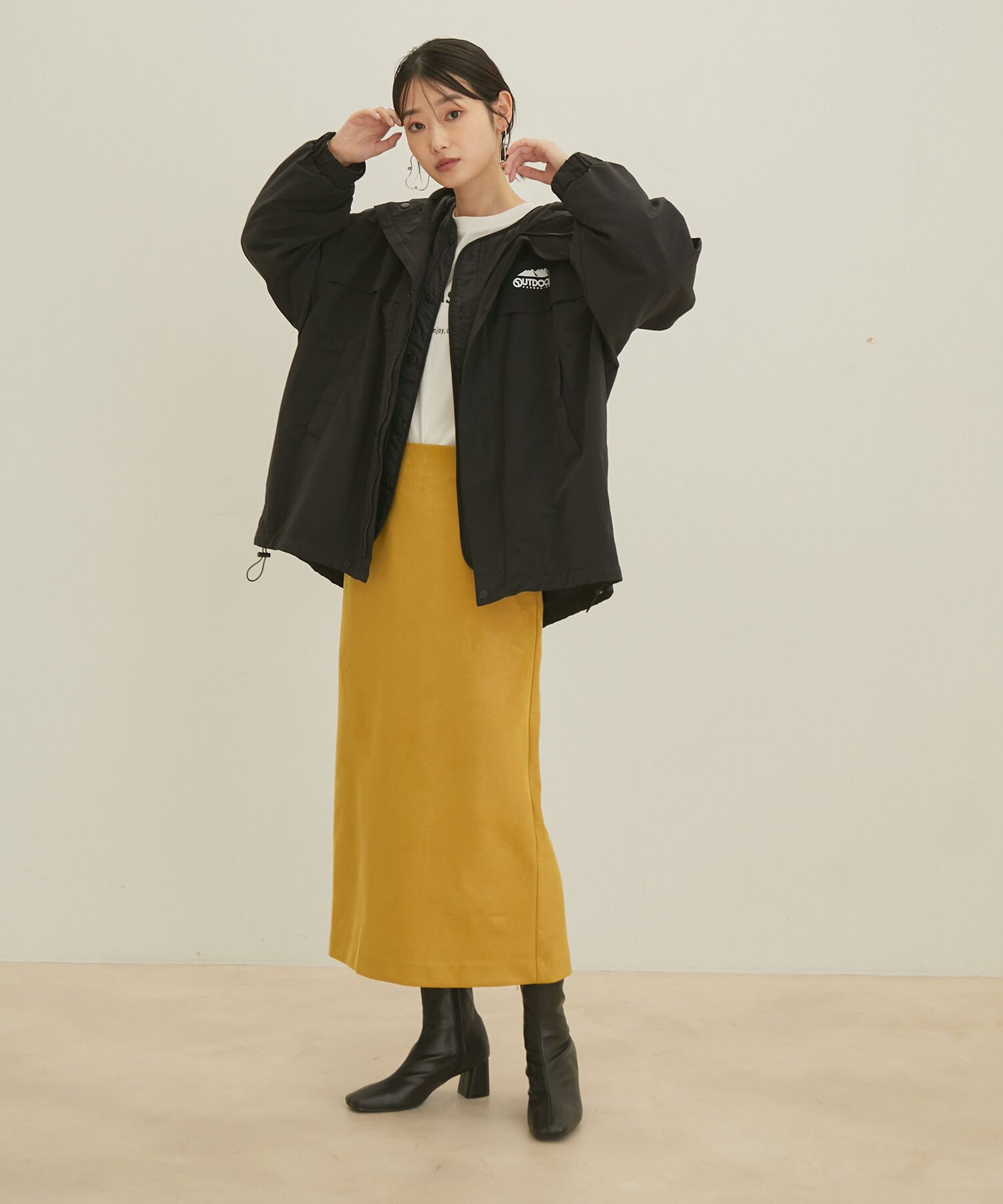 Juze「【抗菌防臭】スクエアトゥストレッチヒールブーツ」|その他|