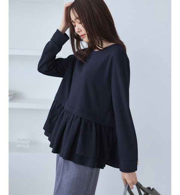 Rope&rsquo;Picnic「布帛ドッキングペプラムギャザープルオーバー」|Tシャツ・カットソー|ネイビー(40)