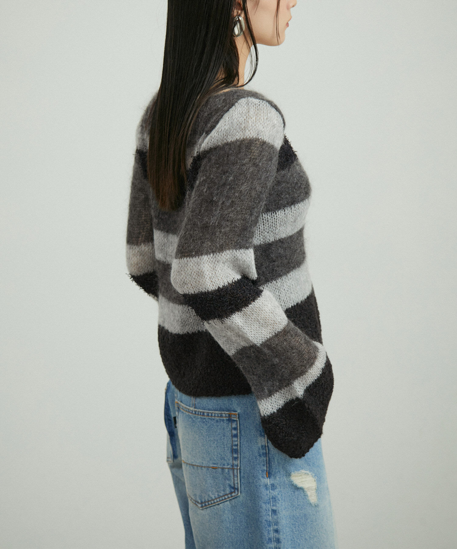 ADAM ET ROPE'「ミックスヤーンボーダーニットプルオーバー」|ニット・セーター|