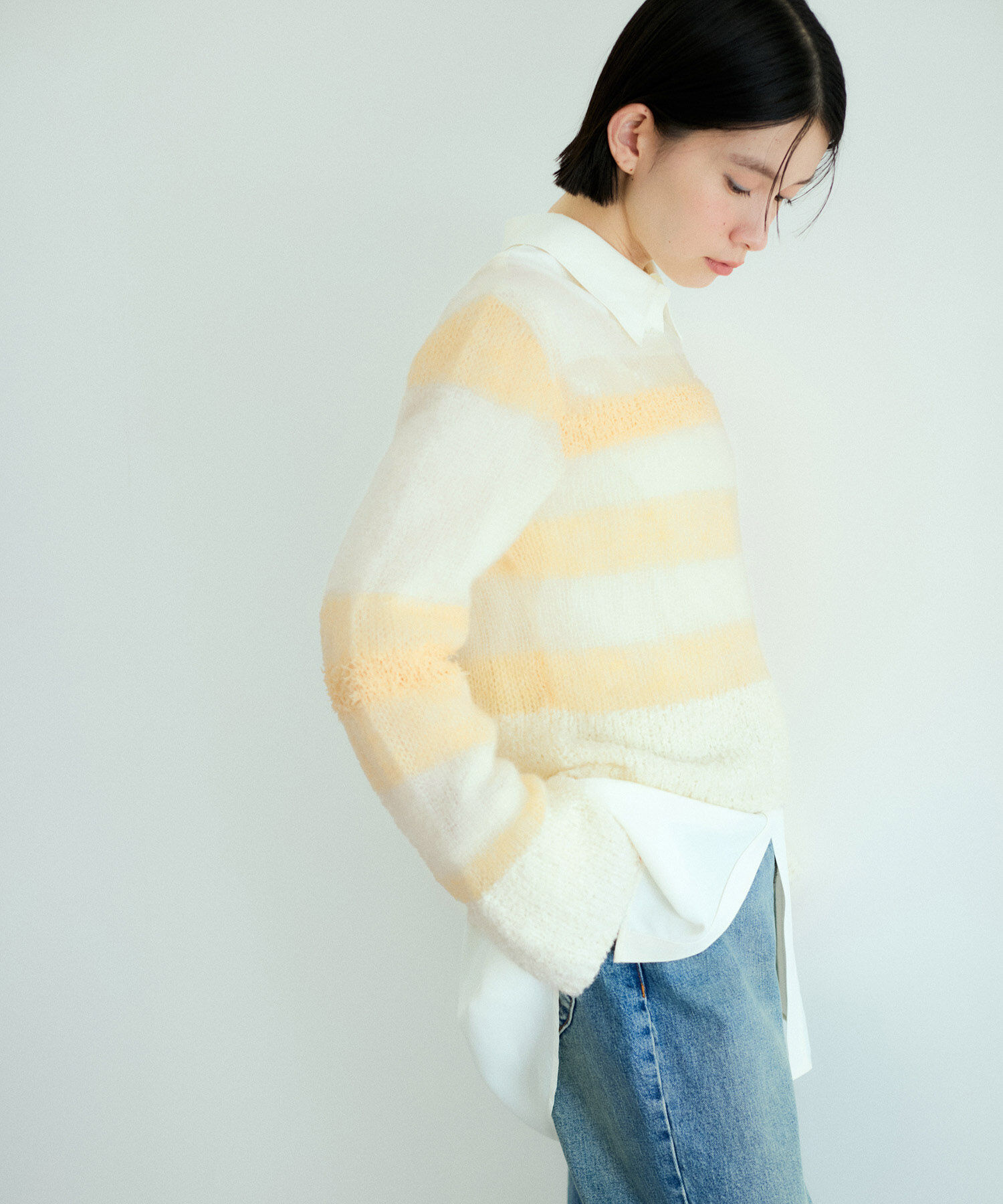 ADAM ET ROPE'「ミックスヤーンボーダーニットプルオーバー」|ニット・セーター|