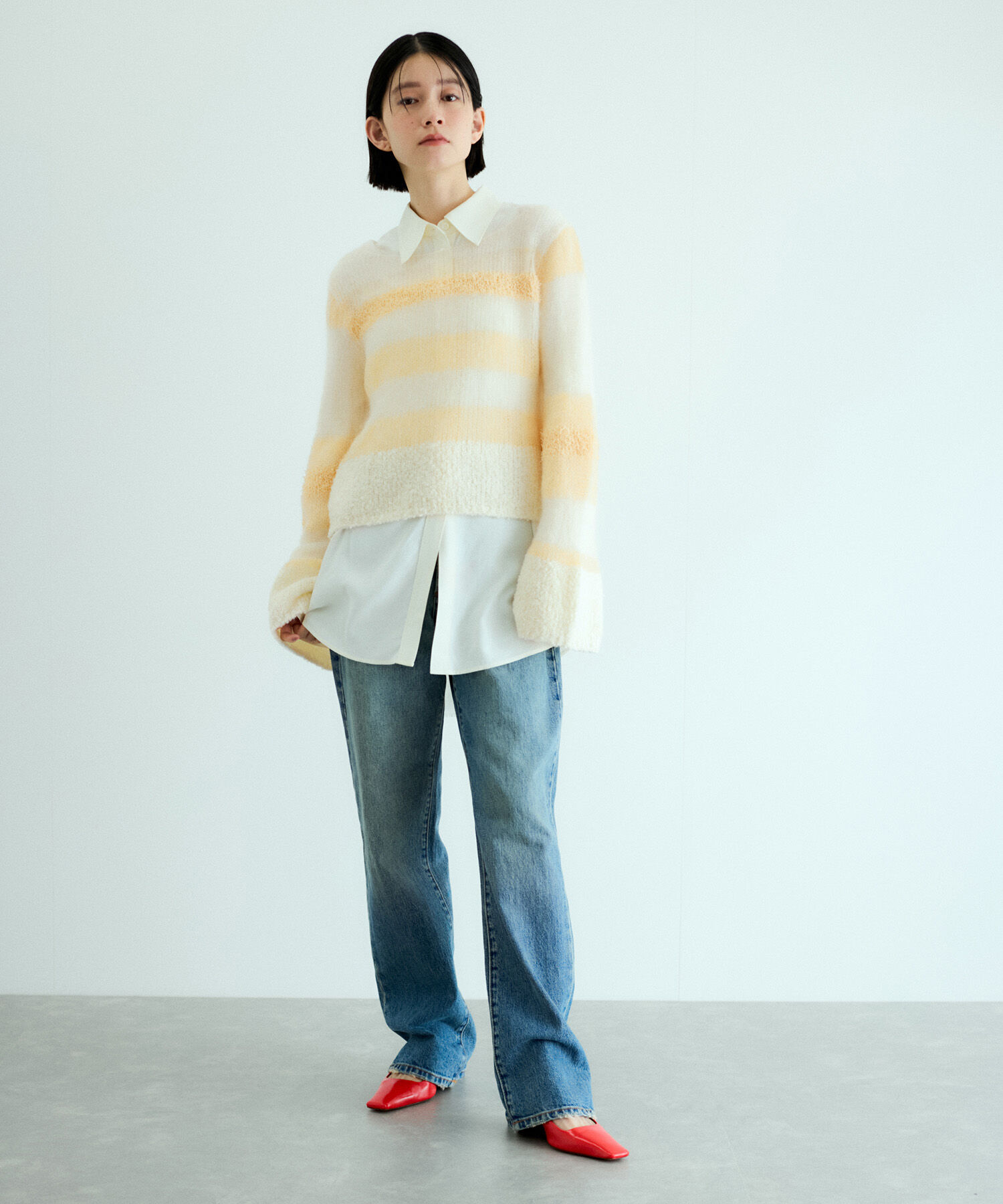 ADAM ET ROPE'「ミックスヤーンボーダーニットプルオーバー」|ニット・セーター|