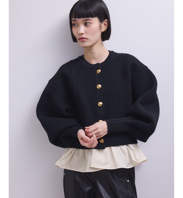 ADAM ET ROPE'「【WEB限定】ペプラムコンビニットカーディガン」|カーディガン|