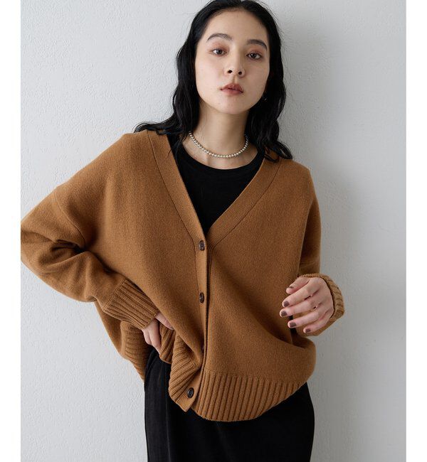 Drawing Numbers「【Drawing Numbers】接結ルーズVネックカーディガン」|ニット・セーター|ブラウンその他1