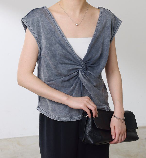  「Q.anos ツイストタンクトップ」|Tシャツ・カットソー|グレー