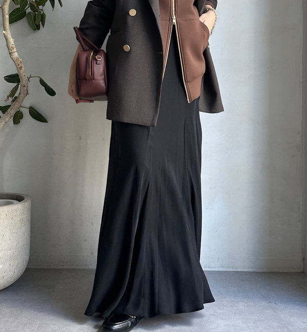  「キュプラ混フレアスカート」|スカート|ブラック