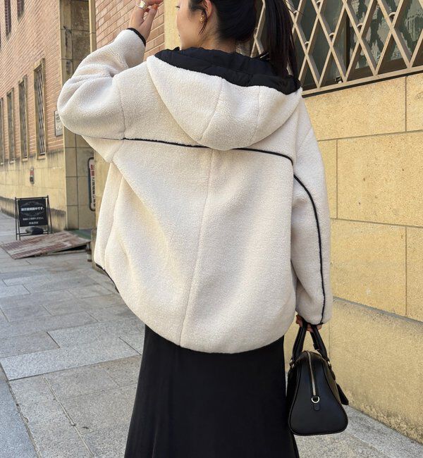  「ボア配色フーディーコート」|その他|