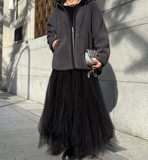  「ボア配色フーディーコート」|その他|