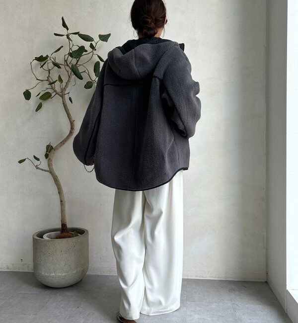  「ボア配色フーディーコート」|その他|