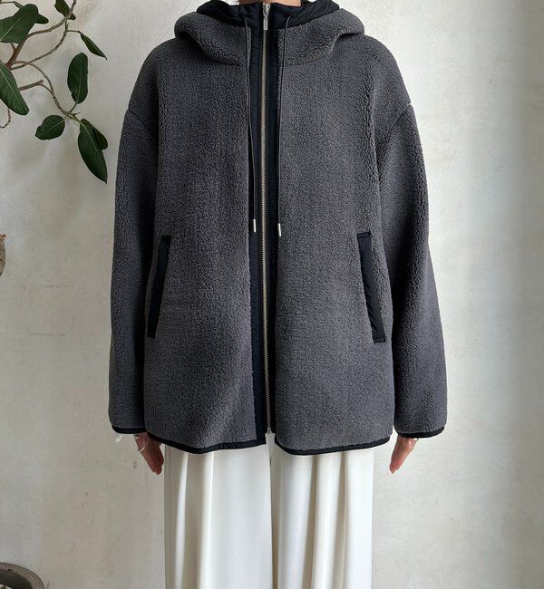  「ボア配色フーディーコート」|その他|