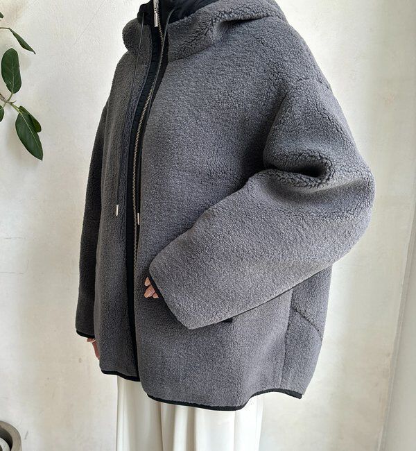  「ボア配色フーディーコート」|その他|