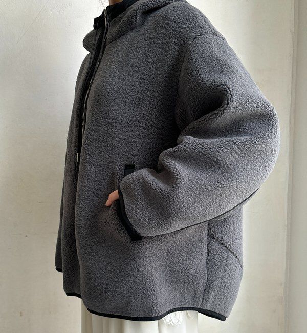  「ボア配色フーディーコート」|その他|