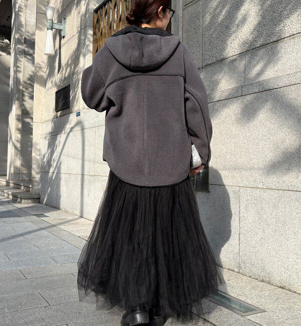  「ボア配色フーディーコート」|その他|