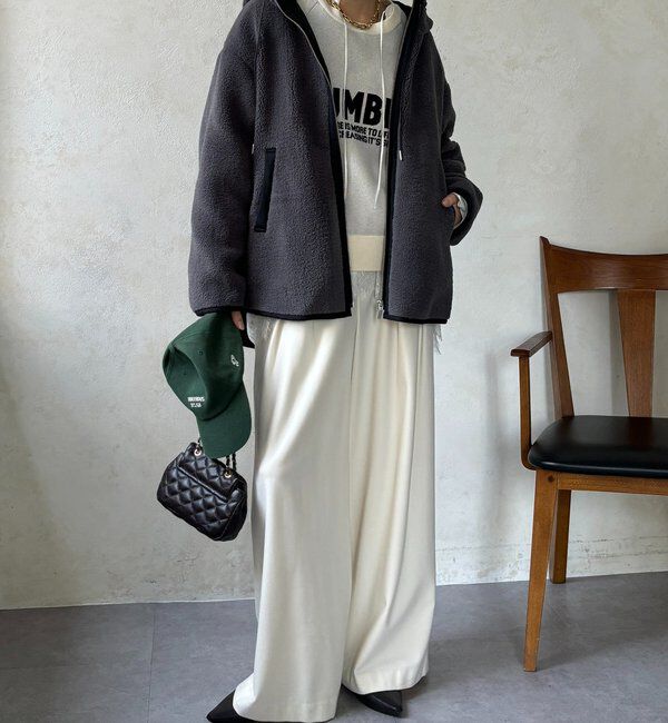  「ボア配色フーディーコート」|その他|