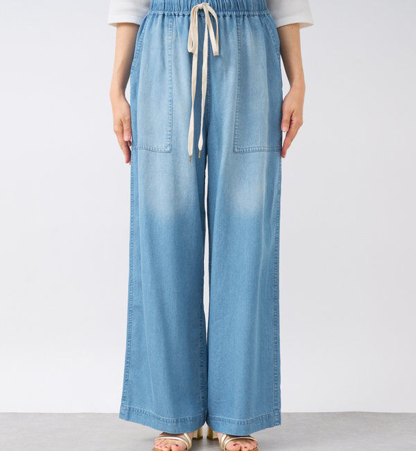  「【セットアップ可】ドレーピーデニムワイドパンツ」|チノ|