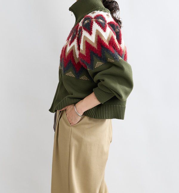  「【モダンな印象】ノルディックニットブルゾン」|カーディガン|