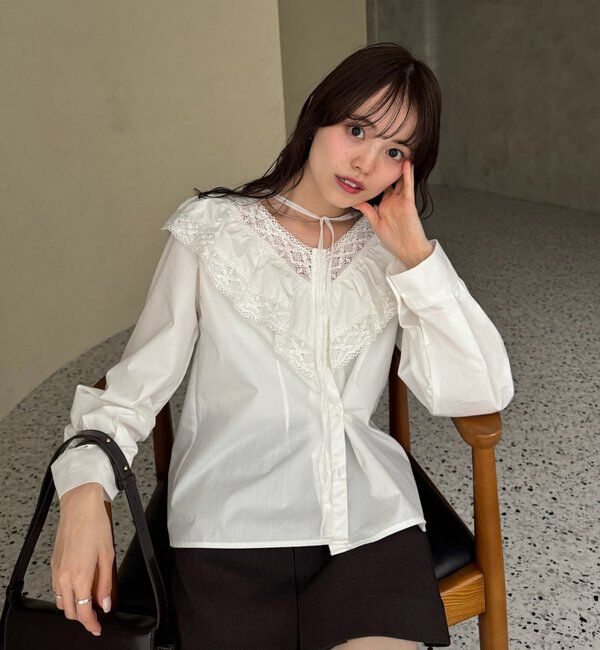  「【@lily.s_y企画】Vフリルシェイプブラウス」|シャツ・ブラウス|