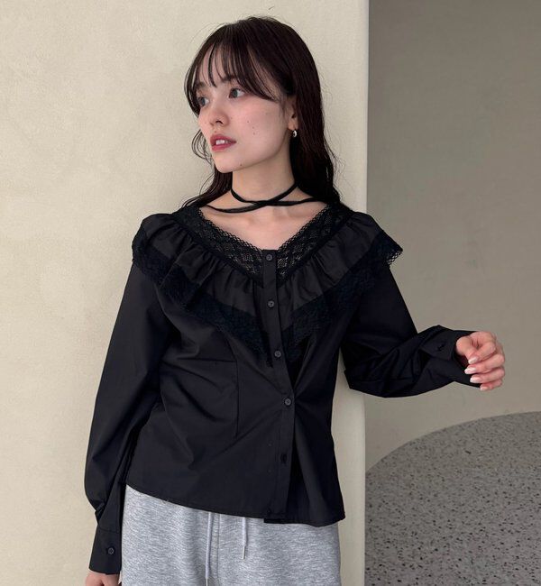  「【@lily.s_y企画】Vフリルシェイプブラウス」|シャツ・ブラウス|
