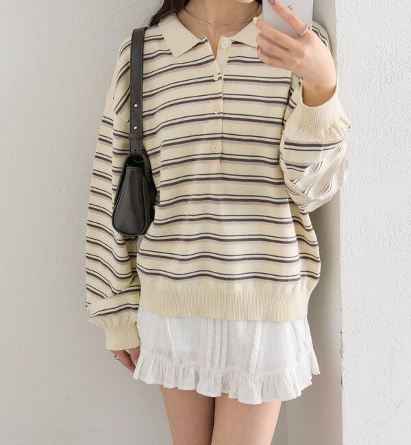  「マルチボーダーポロニット」|ニット・セーター|