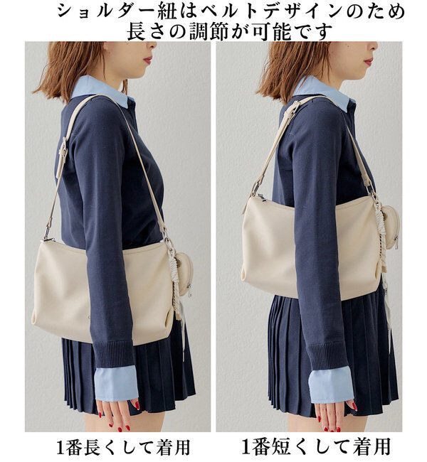  「【500mlペットボトル収納可】チャーム付きミディアムバッグ」|ショルダー・メッセンジャー|