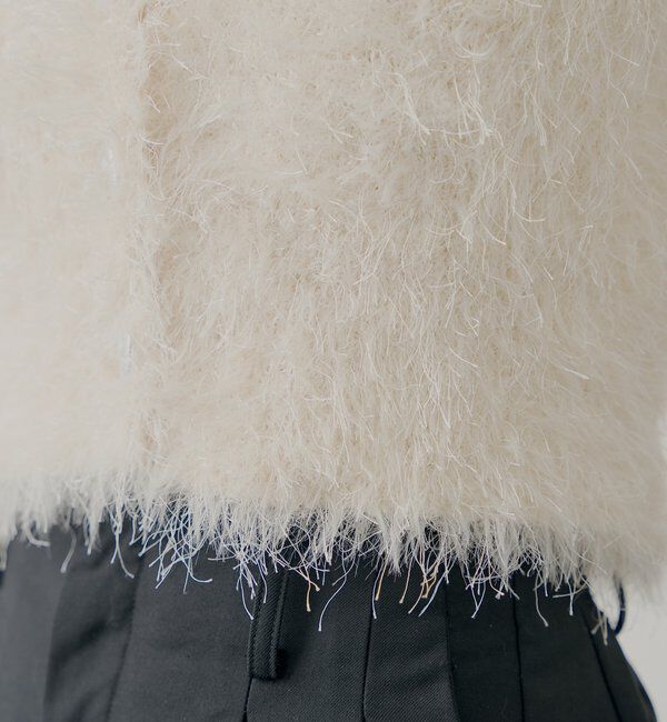  「リブアームウォーマー付シャギー半袖ニット」|ニット・セーター|