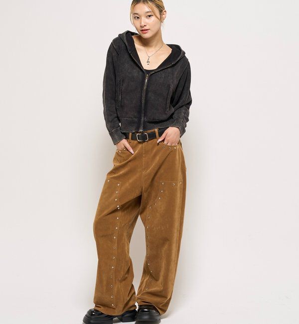  「KOOKYNピグメント加工ジップニットパーカー」|パーカー|