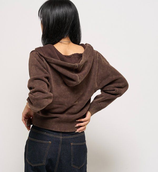  「KOOKYNピグメント加工ジップニットパーカー」|パーカー|