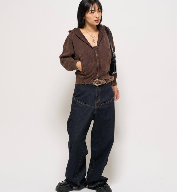  「KOOKYNピグメント加工ジップニットパーカー」|パーカー|