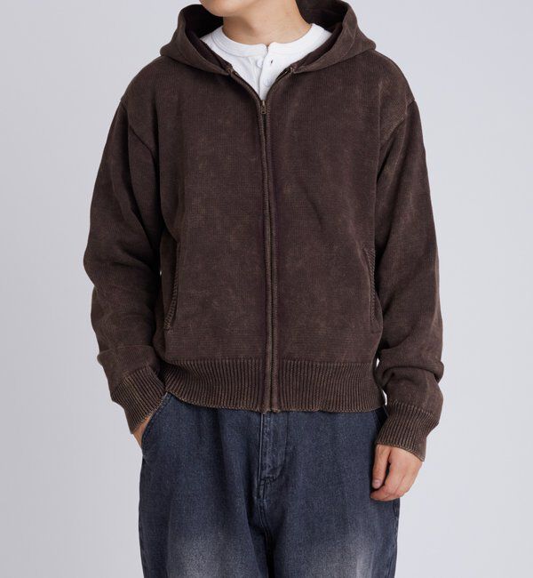  「KOOKYNピグメント加工ジップニットパーカー」|パーカー|