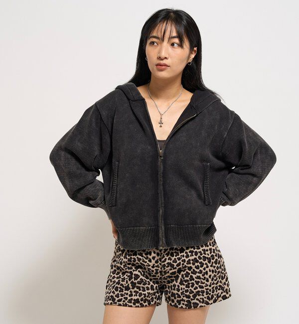  「KOOKYNピグメント加工ジップニットパーカー」|パーカー|