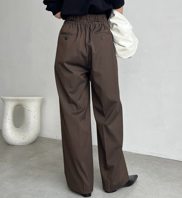  「ウエストリボンストライプパンツ」|チノ|