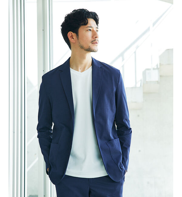 ABAHOUSE「【チェック柄】ジャガード Vネック 半袖 Tシャツ」|Tシャツ・カットソー|