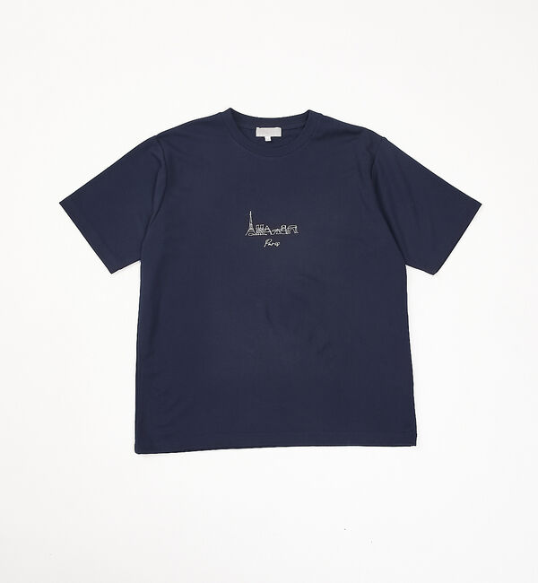 ABAHOUSE「【CITY】刺繍 ポンチ Tシャツ」|Tシャツ・カットソー|ネイビー