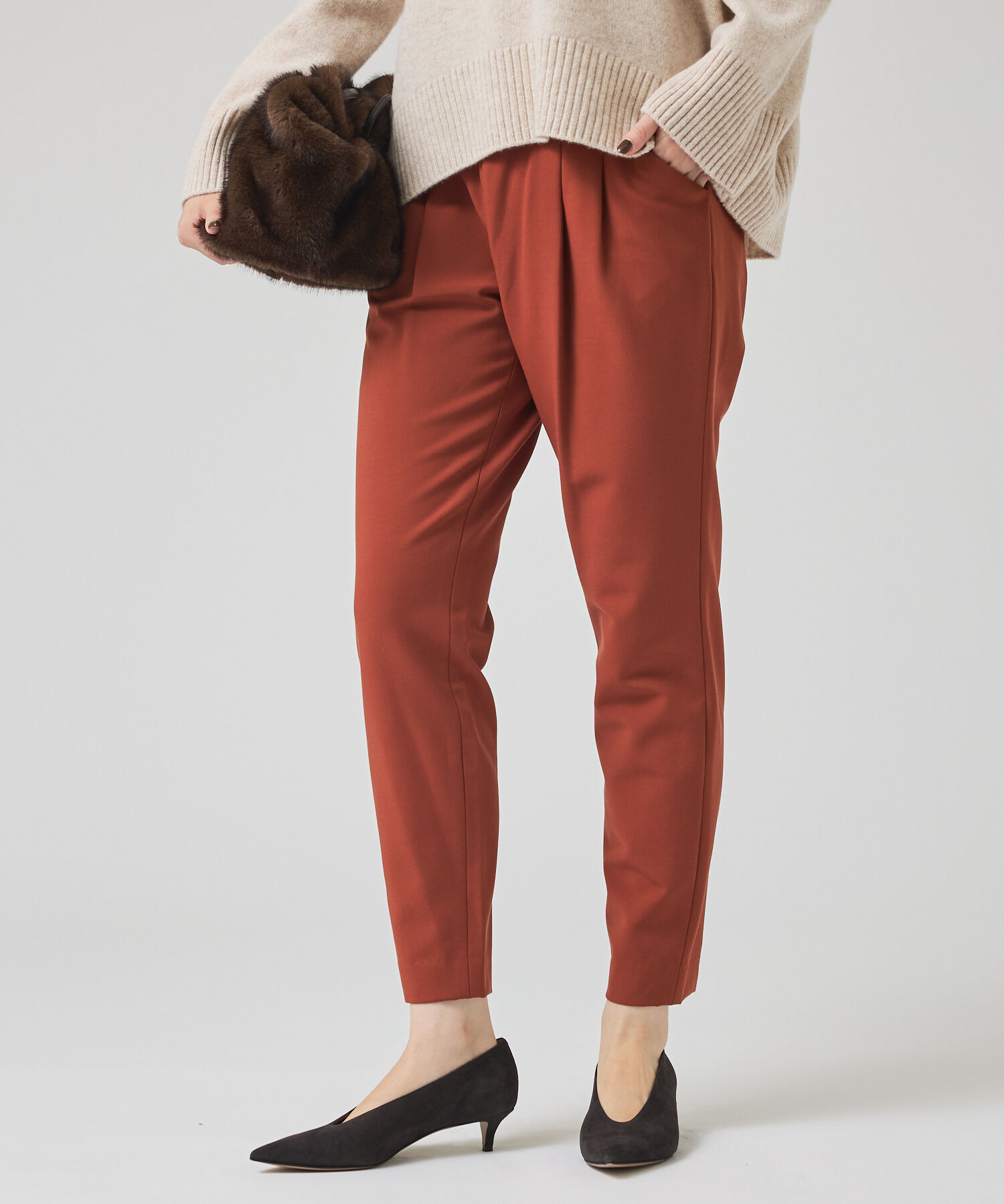 qualite「【大好評により今季も登場】2WAYバックピーチタックパンツ」|その他|ダークオレンジ