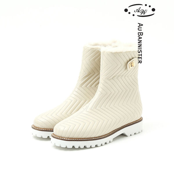 AU BANNISTER「【晴雨兼用】タンクソールボアブーツ」|ショートブーツ|アイボリー