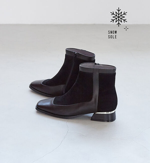 AU BANNISTER「【スノーソール】メタルヒールショートブーツ」|ショートブーツ|ブラック