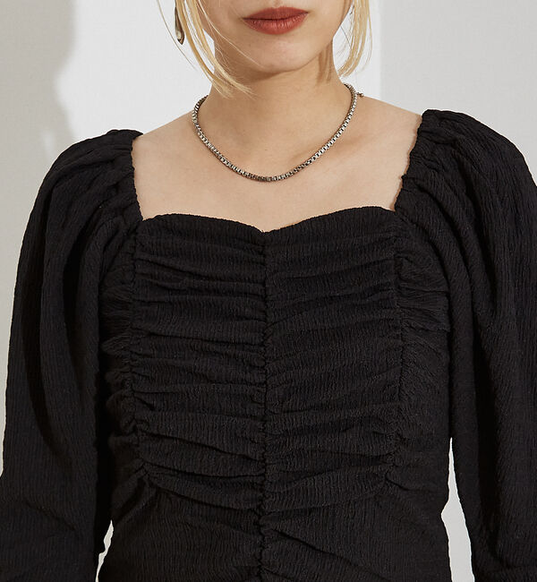 NOMINE「シャーリング ボリュームスリーブ2WAYプルオーバー」|Tシャツ・カットソー|