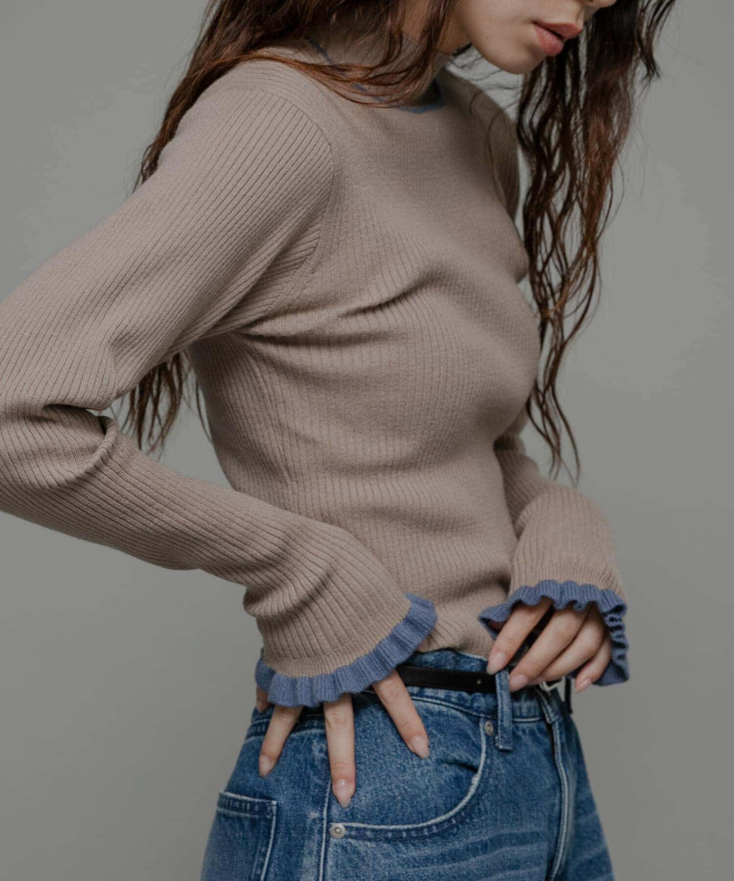 Sonny Label 「袖口フリルハイネックプルオーバー」|ニット・セーター|