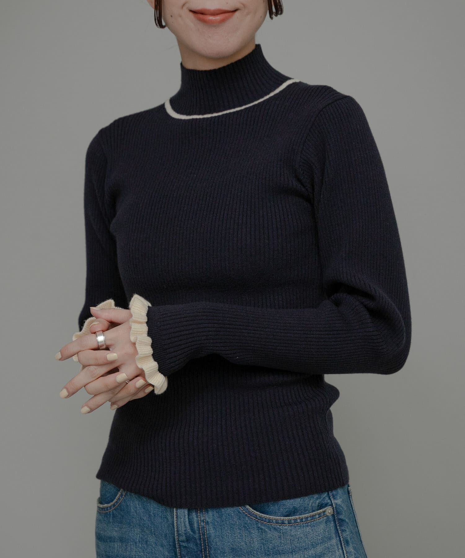 Sonny Label 「袖口フリルハイネックプルオーバー」|ニット・セーター|