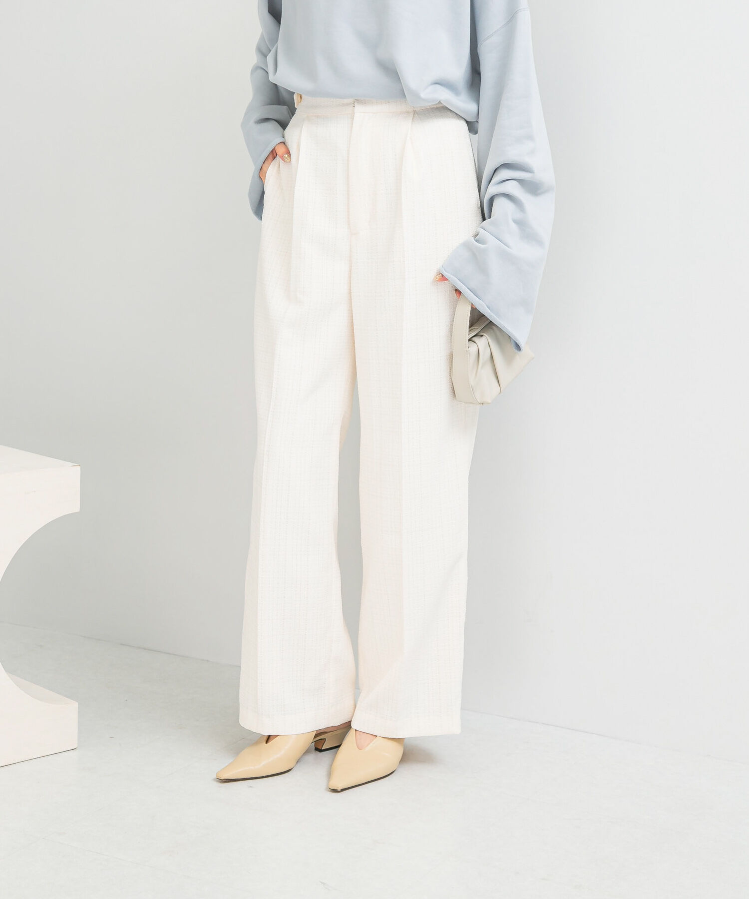 URBAN RESEARCH ROSSO「防シワツイードワイドパンツ」|その他|ホワイト