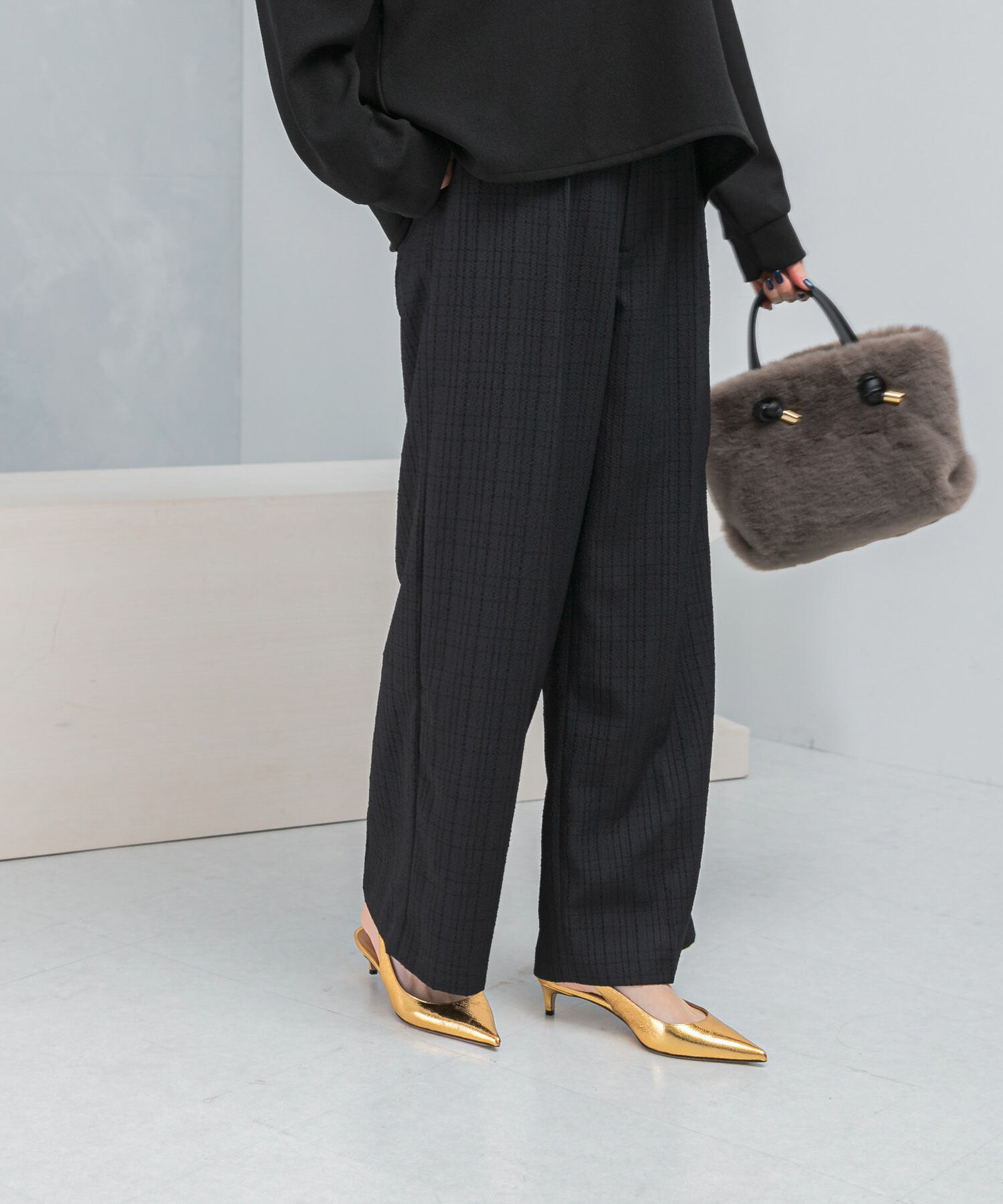 URBAN RESEARCH ROSSO「防シワツイードワイドパンツ」|その他|ブラック