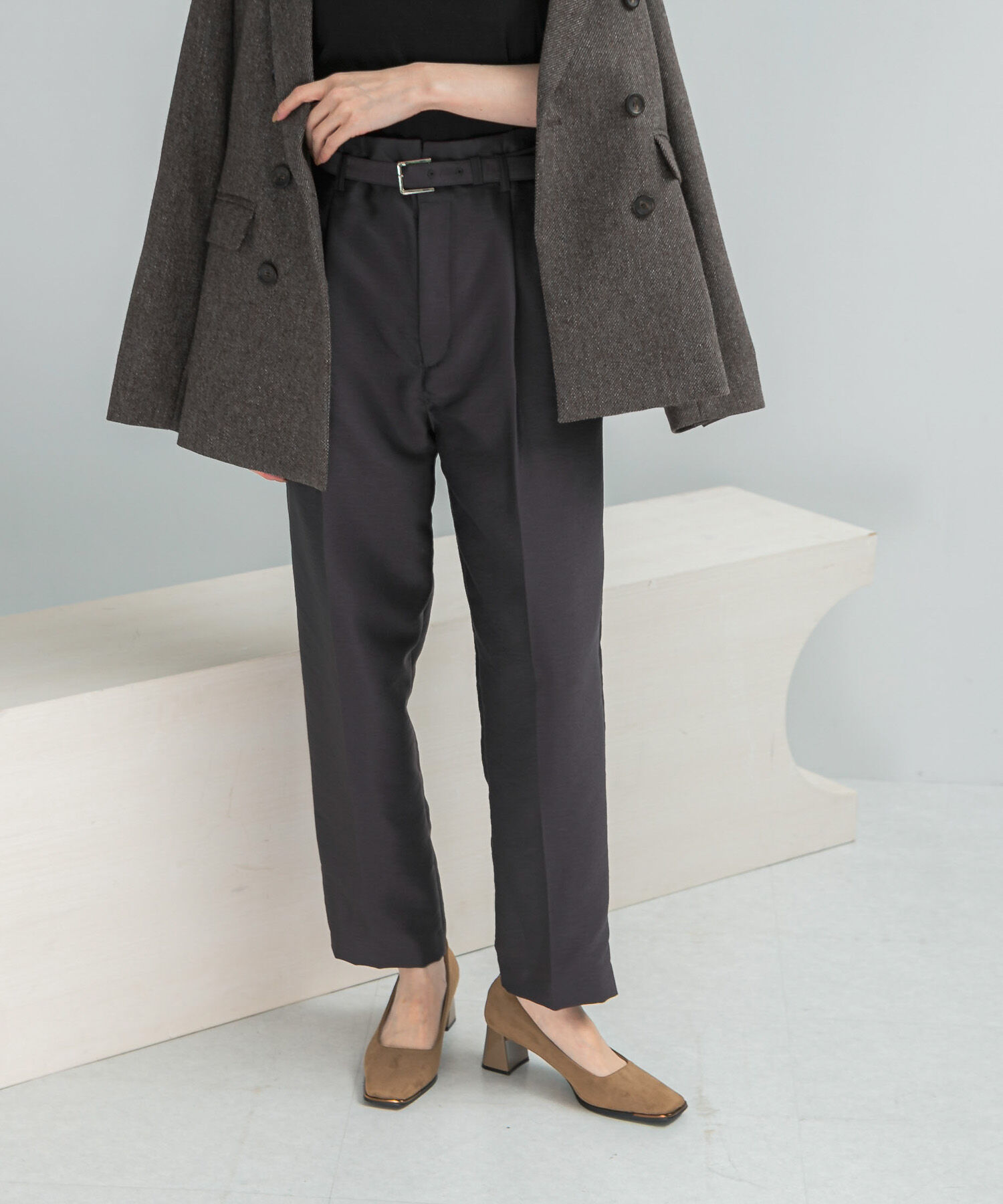 URBAN RESEARCH ROSSO「ハイウエストベルト付きテーパードパンツ」|その他|グレー