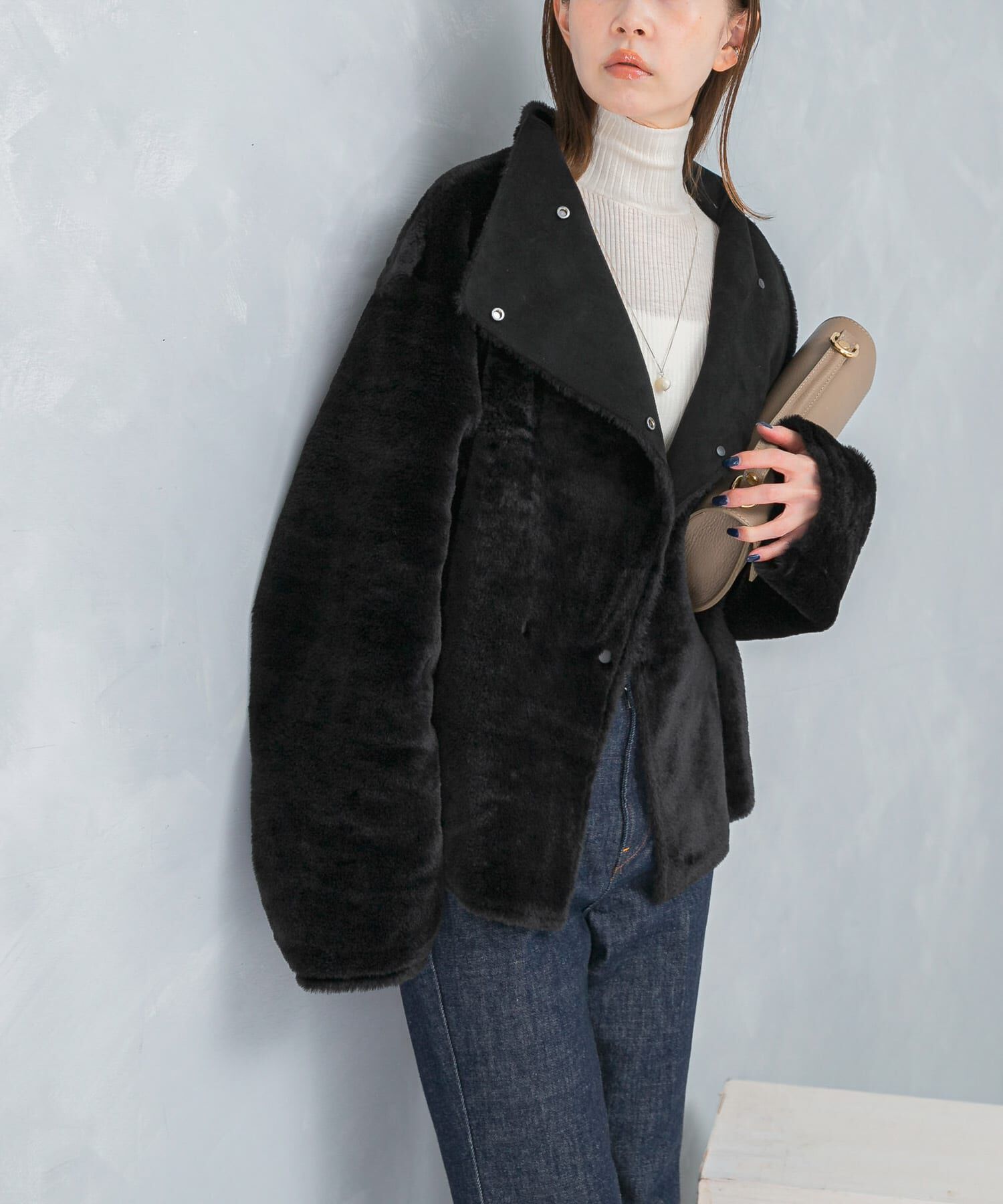 URBAN RESEARCH ROSSO「『WEB/一部店舗限定』リバーシブルファーブルゾン」|ブルゾン・スタジャン|ブラック