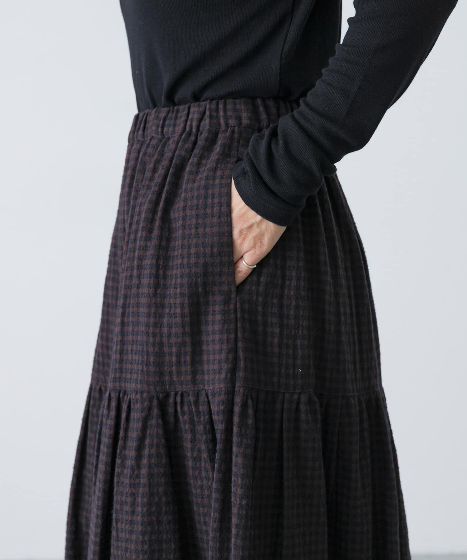 かぐれ「ギンガムティアードスカート」|スカート|