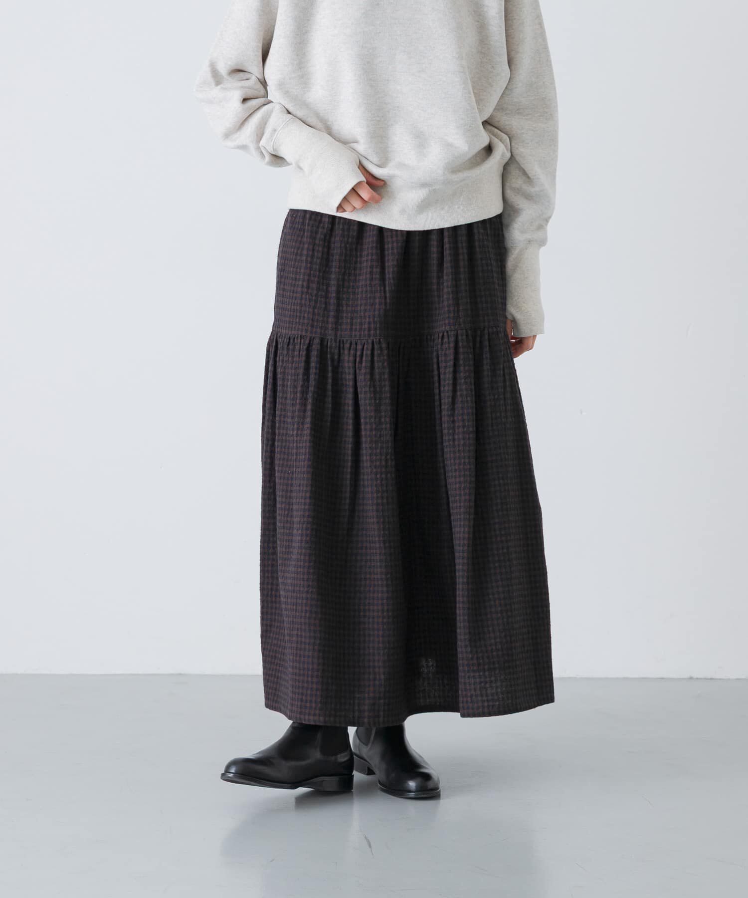 かぐれ「ギンガムティアードスカート」|スカート|