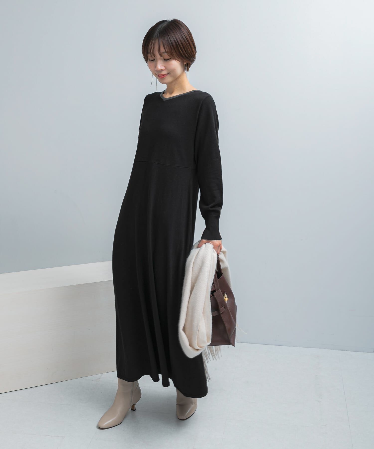 URBAN RESEARCH ROSSO「ウォシャブルフレアシルエットニットワンピース」|ワンピース|