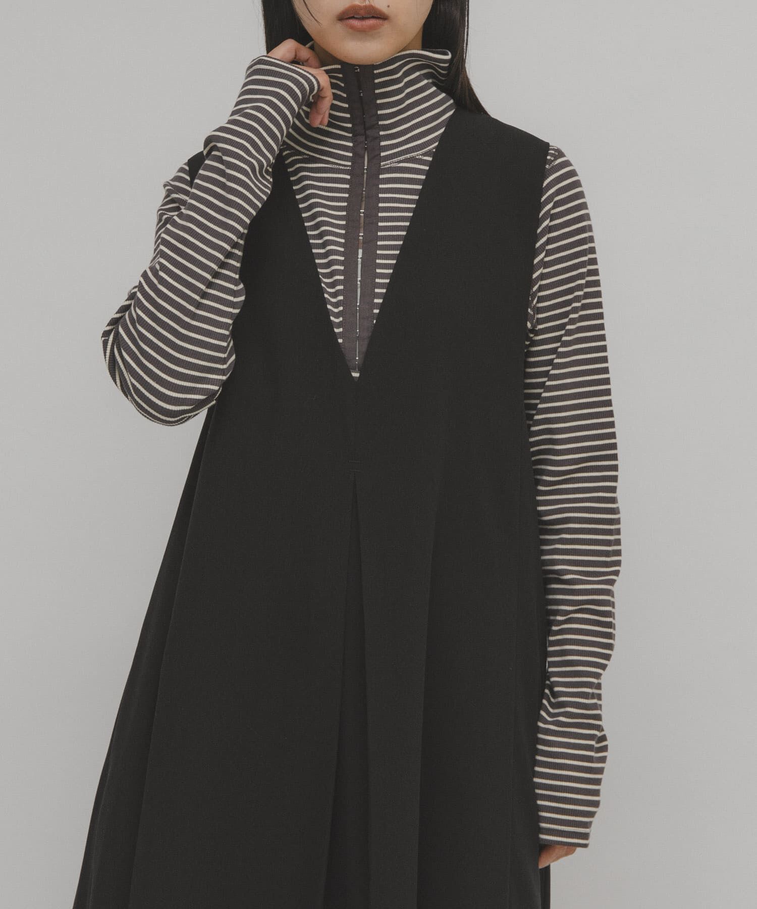  「タートルホックボーダートップス」|Tシャツ・カットソー|グレー系その他