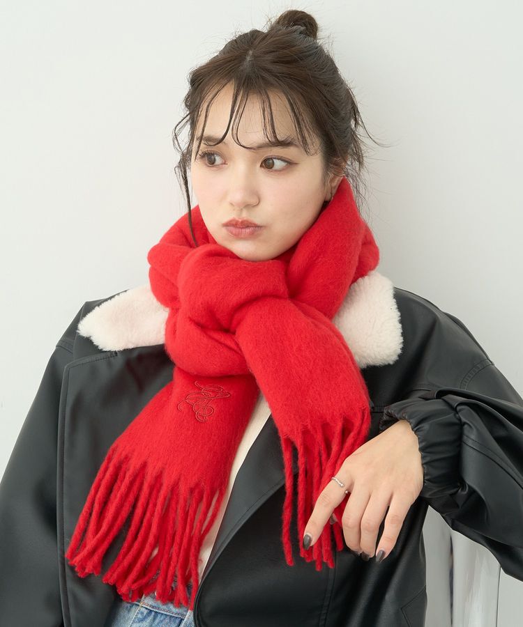 earth music&ecology「ワンポイントロゴ刺繍マフラー」|マフラー|