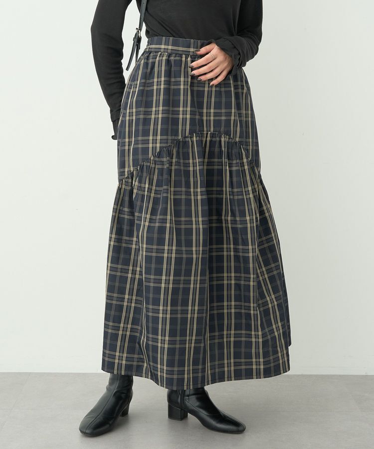 earth music&ecology「メモリータフタチェックスカート」|フレア|