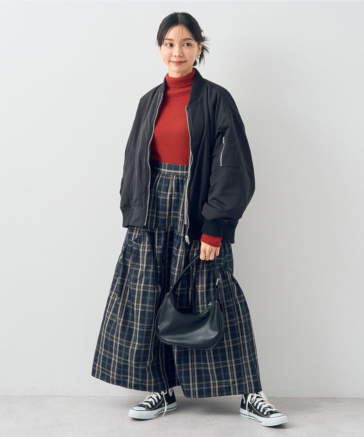 earth music&ecology「メモリータフタチェックスカート」|フレア|